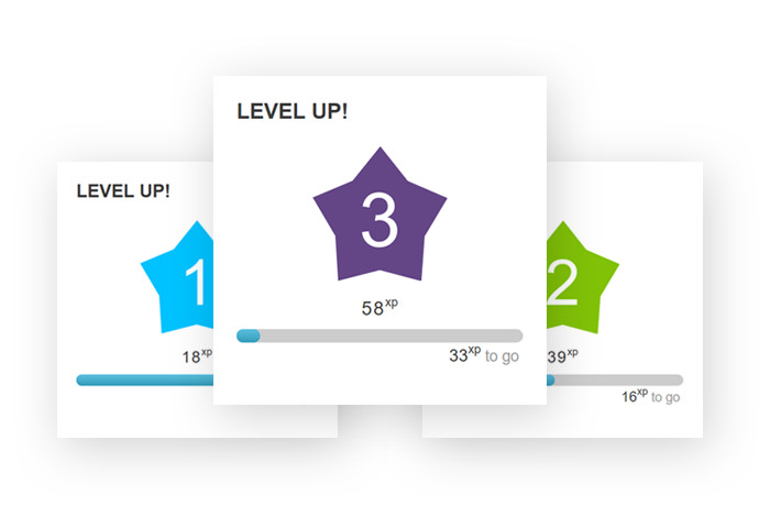 Display of levels and progress bars on Moodle games with level up